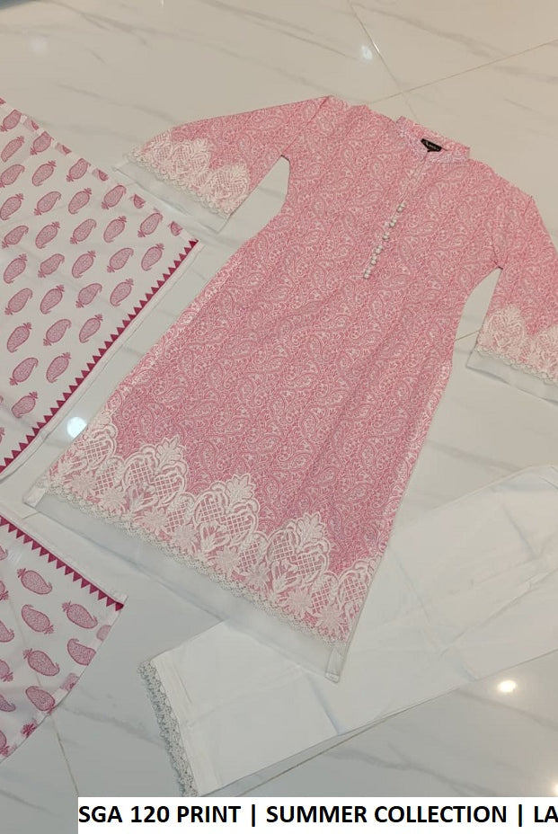 SGA 120 PRINT Pakistani women's lawn A-Line casual outfit back view