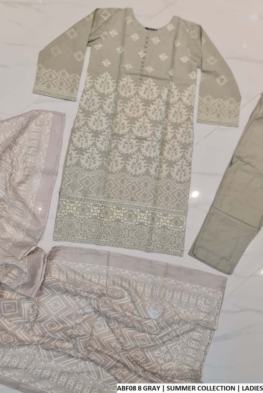 Pakistani women's grey cotton casual straight shirt back view