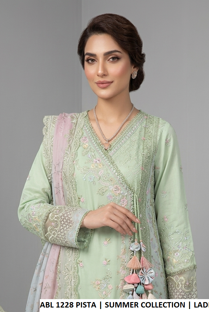 ABL 1228 PISTA cotton Pakistani women's A-Line shirt with plazo side view