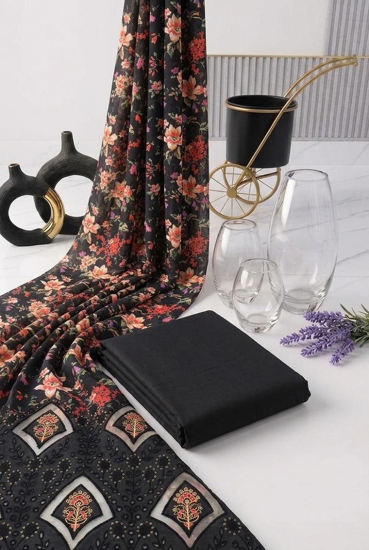 Lawn 2-piece summer collection - Pakistani women's casual lightweight printed lawn suit front view