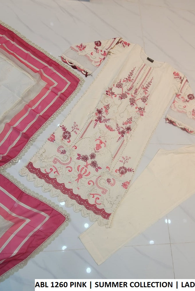 Off white pink cotton Pakistani women's casual straight shirt back view