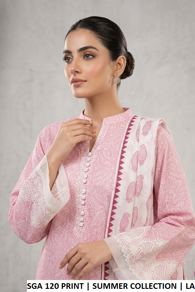 SGA 120 PRINT lawn Pakistani women's A-Line shirt side view
