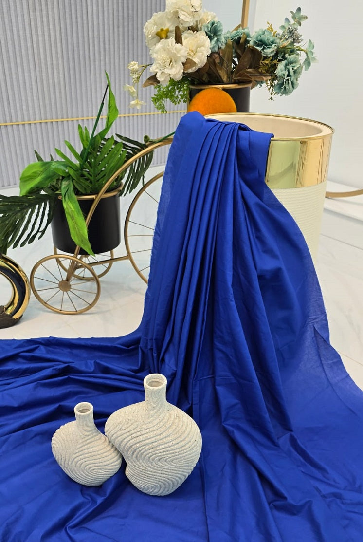 Cotton 2-piece summer collection royal blue - Pakistani women's casual breathable cotton suit front view