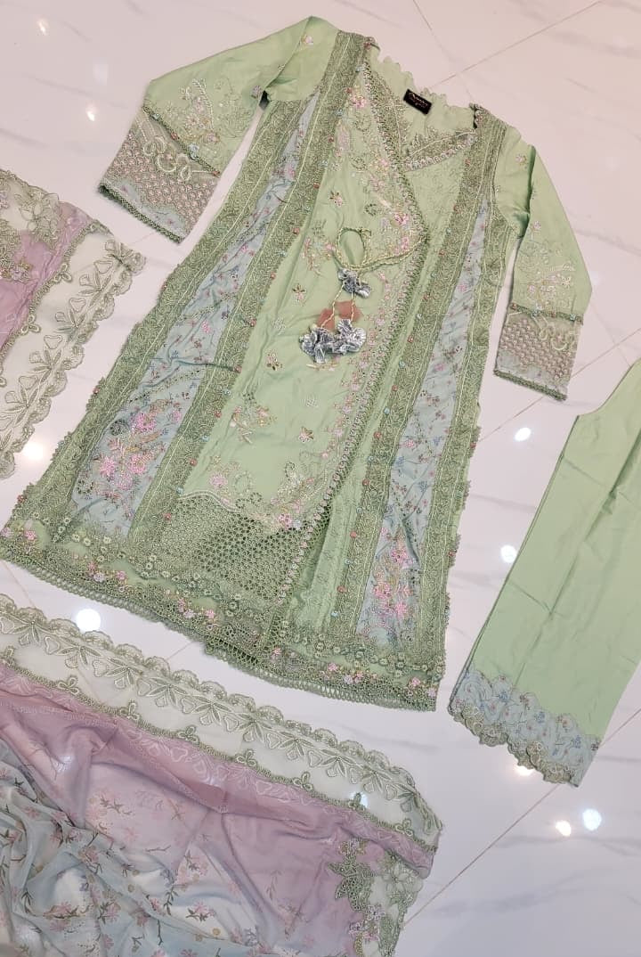 ABL 1228 PISTA Pakistani women's cotton A-Line casual outfit back view