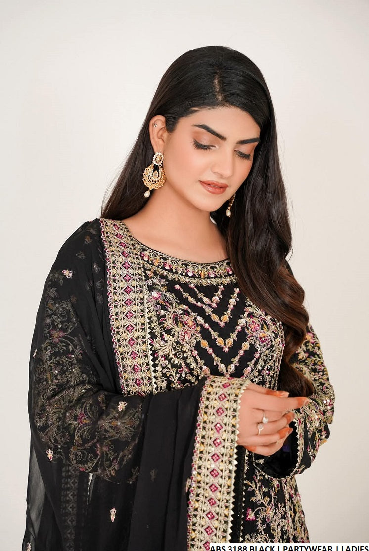ABS 3188 Pakistani women's chiffon straight shirt plazo back view