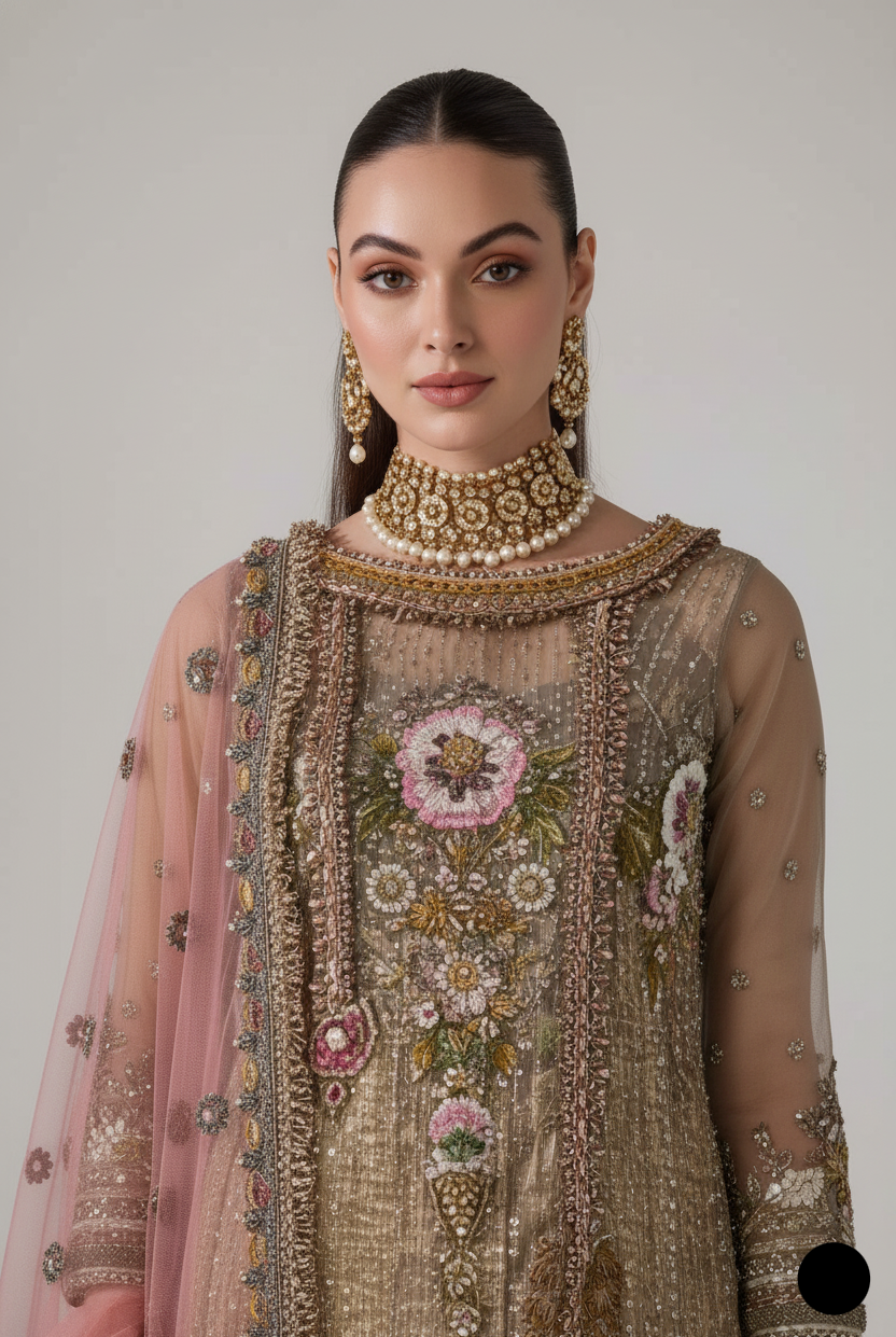 Khuda Baksh Collection Pakistan – Hand-Embroidered Luxury Designer Dress by Amir Boutique