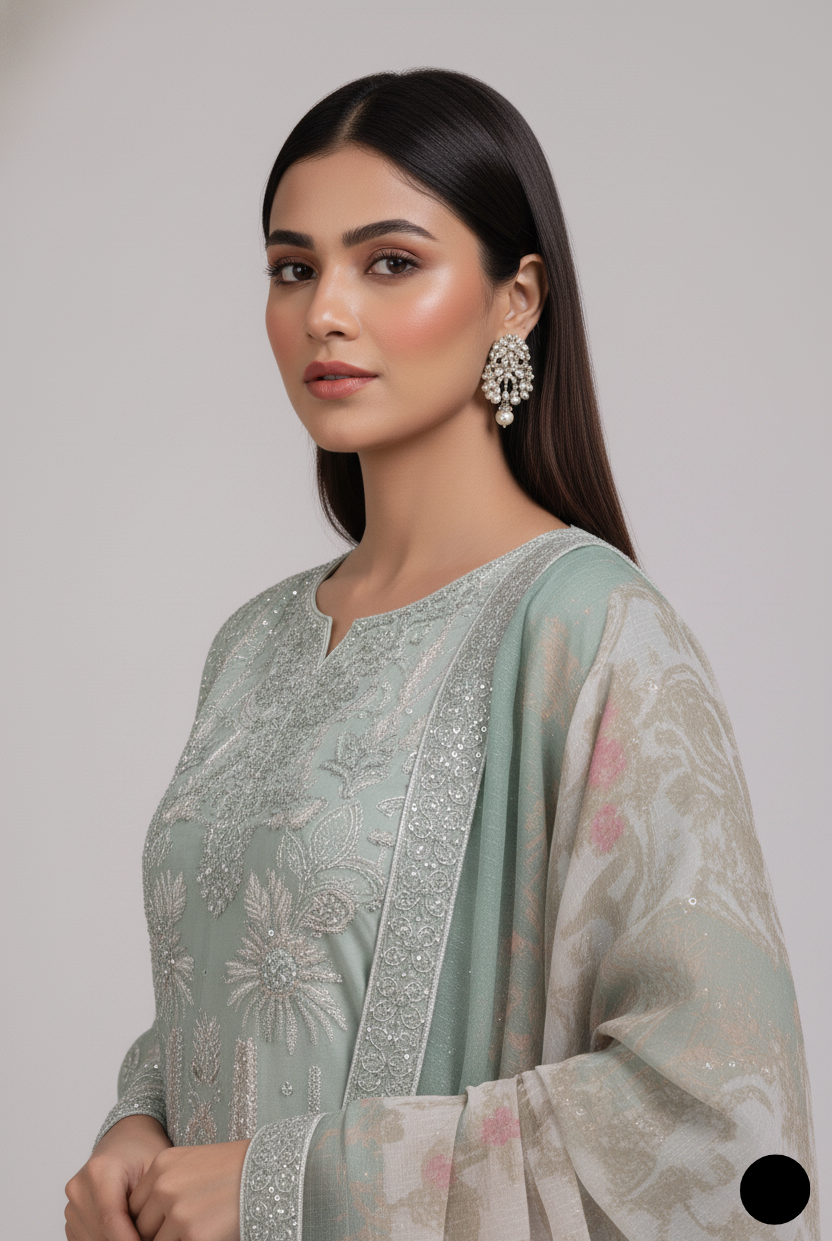 ABS 3138 chiffon Pakistani women's straight shirt side view