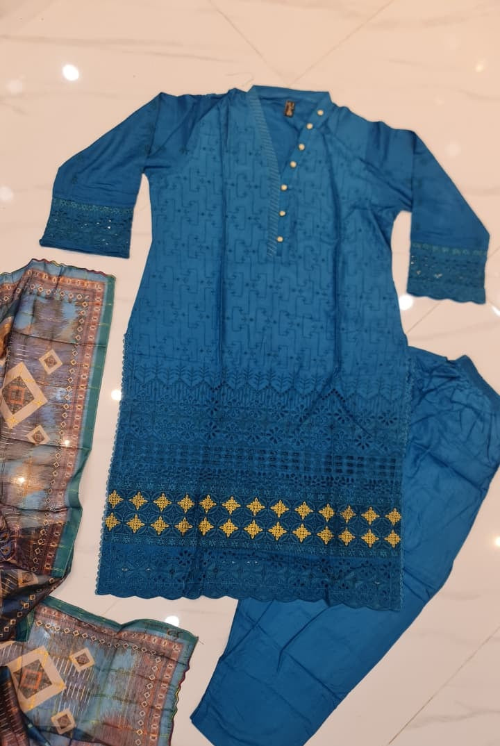 Pakistani women's zinc grey linen straight casual shirt back view