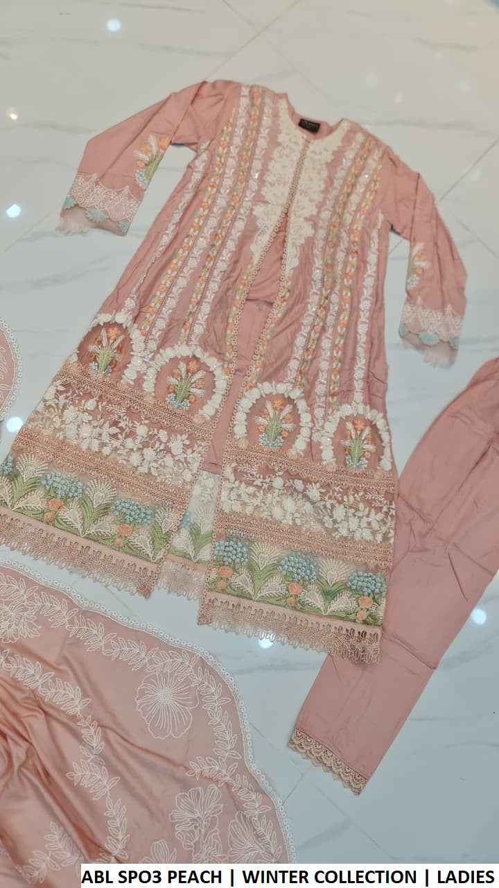 Pakistani women's peach viscose open gown shirt back view