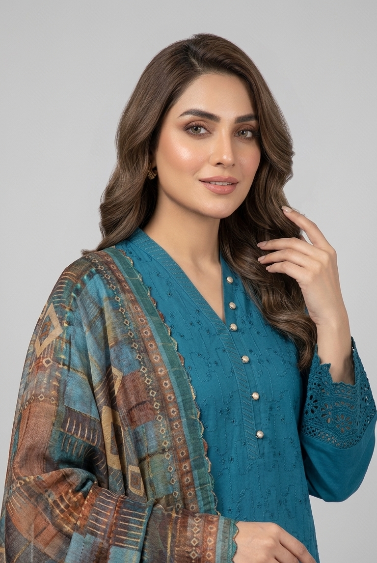 Zinc grey linen Pakistani women's straight casual shirt side view