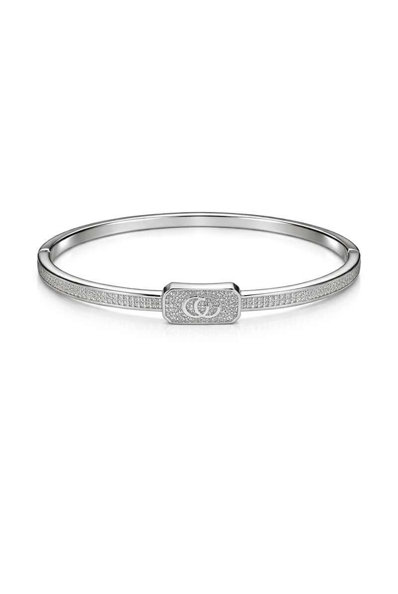 Crystal lock bangle - Pakistani women's elegant jewelry with crystal embellished lock design front view