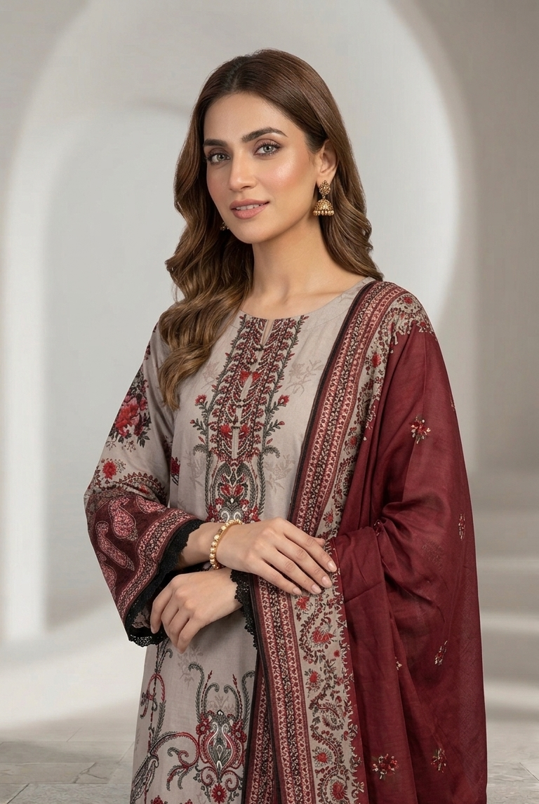 Pakistani women's viscose straight shirt casual outfit side view