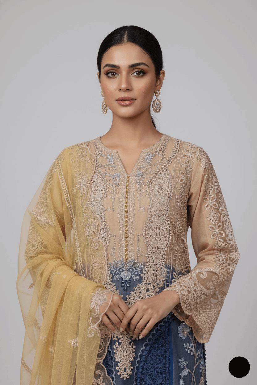 premium ready-to-wear Pakistani dresses featuring elegant embroidery and a beautiful color scheme.