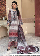 Lawn straight shirt plazo M23 1 PRINT - Pakistani women's summer casual outfit with digital printed dupatta front view
