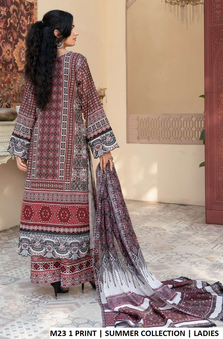 M23 1 PRINT Pakistani women's lawn summer outfit detail view