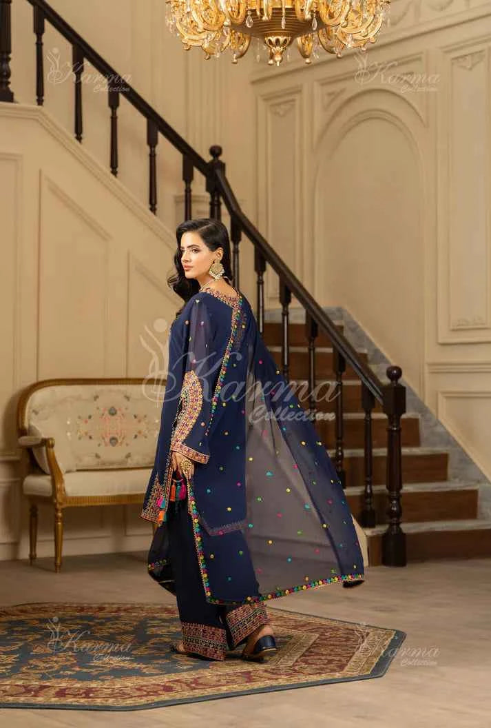 KC 465 N BLU FARSHI SHALWAR | ROOHI