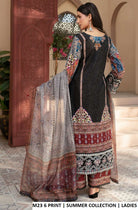 M23 6 PRINT lawn Pakistani women's straight shirt with plazo side view