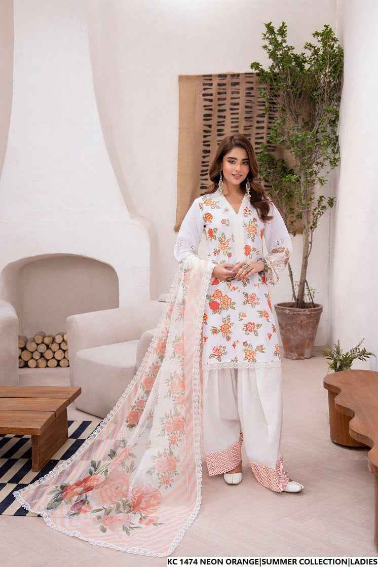 KC 1474 NEON ORANGE FARSHI SHALWAR