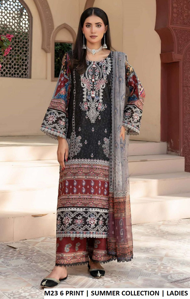 M23 6 PRINT Pakistani women's lawn casual summer outfit back view