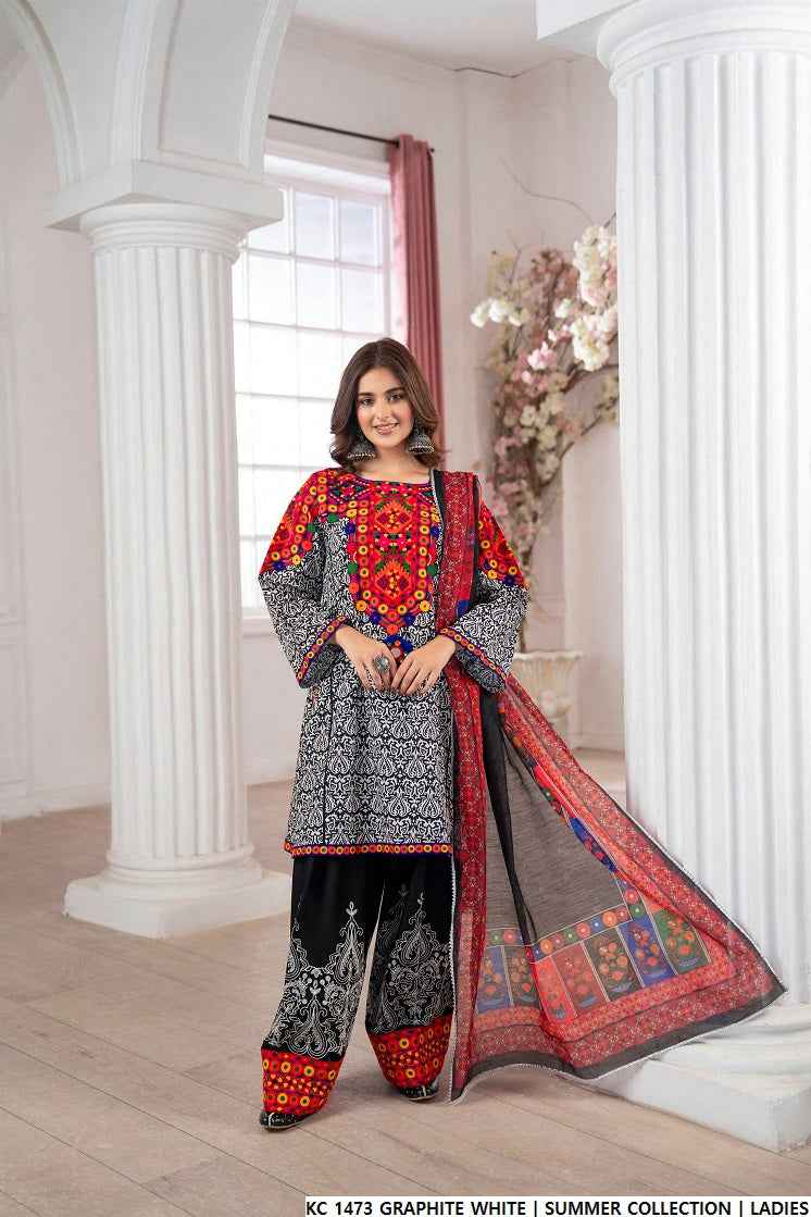 KC 1473 GRAPHITE WHITE | FARSHI SHALWAR