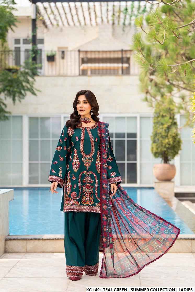 KC 1491 TEAL GREEN | FARSHI SHALWAR