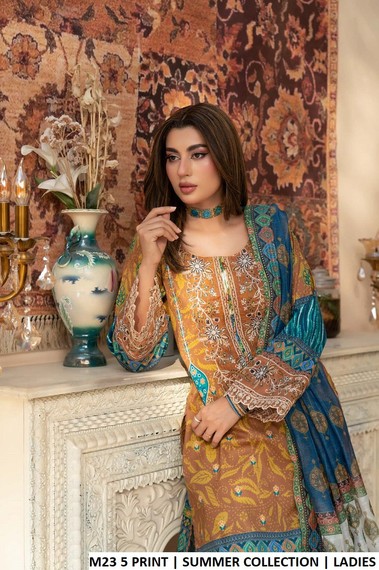 M23 5 PRINT lawn Pakistani women's straight shirt with plazo side view