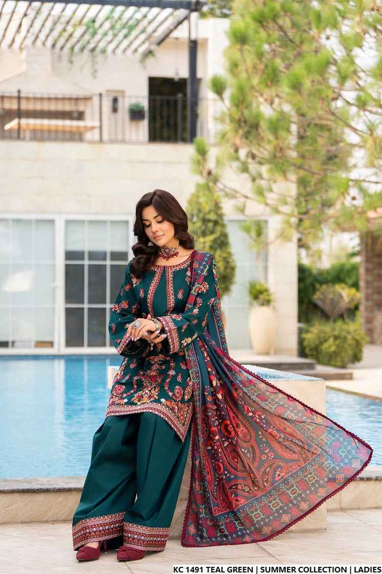 KC 1491 TEAL GREEN | FARSHI SHALWAR