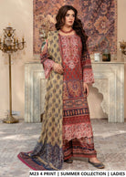 Lawn straight shirt plazo M23 4 PRINT - Pakistani women's summer casual outfit with digital printed dupatta front view