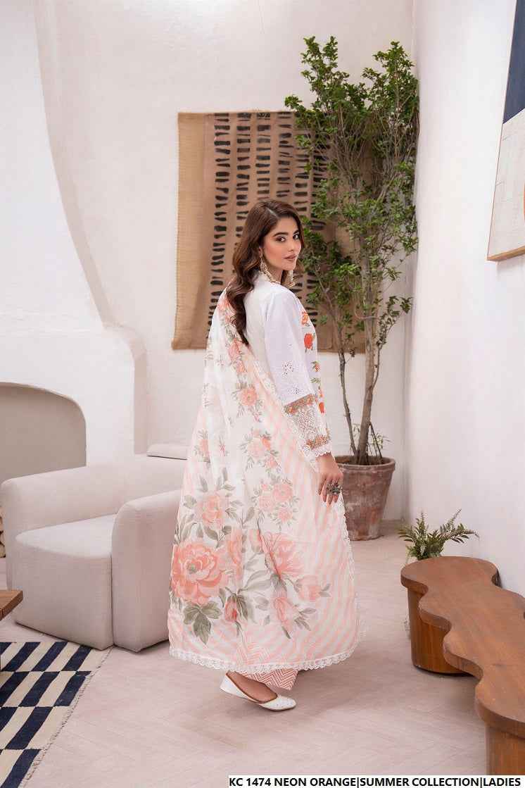 KC 1474 NEON ORANGE FARSHI SHALWAR