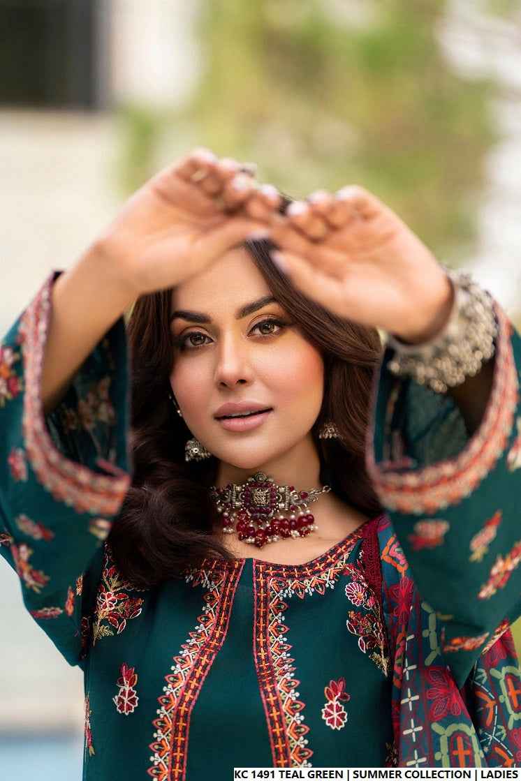 KC 1491 TEAL GREEN | FARSHI SHALWAR