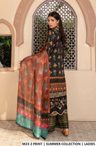 M23 2 PRINT lawn Pakistani women's straight shirt with plazo side view