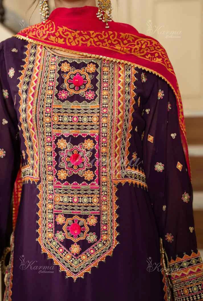 KC 468 PLUM FARSHI SHALWAR | ROOHI