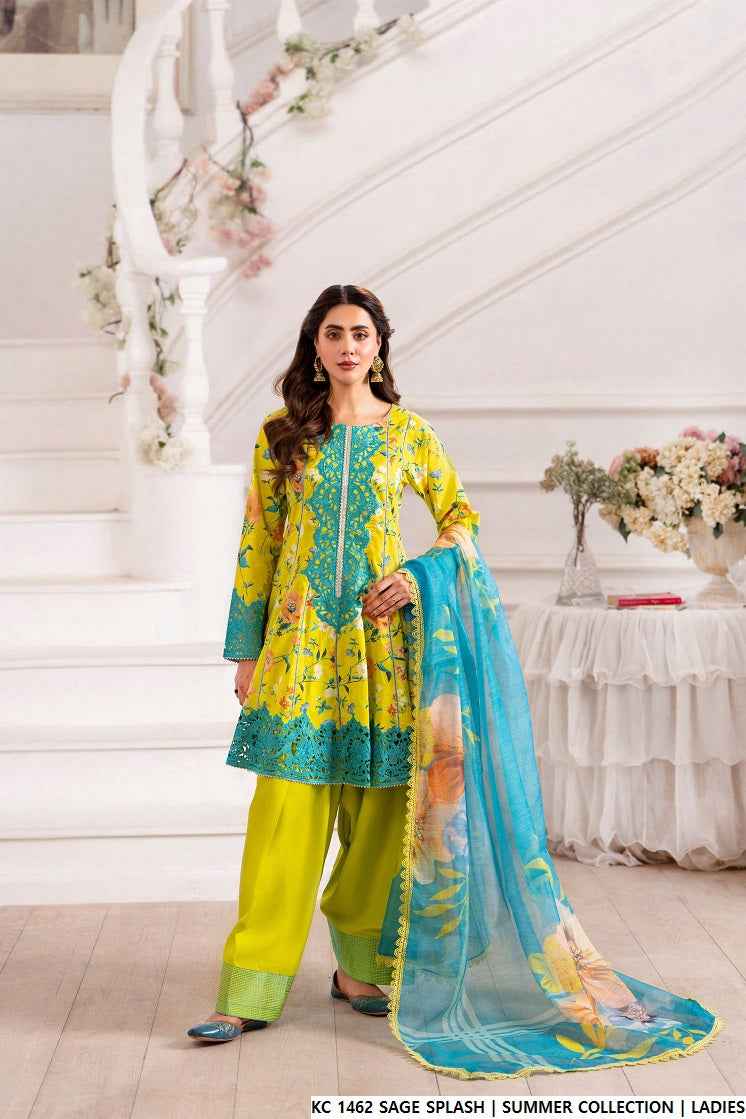 KC 1462 SAGE SPLASH |FARSHI SHALWAR