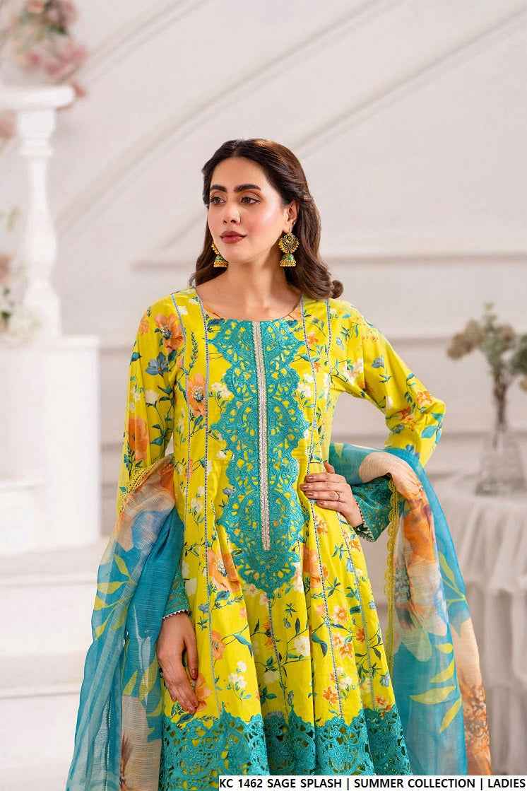 KC 1462 SAGE SPLASH |FARSHI SHALWAR