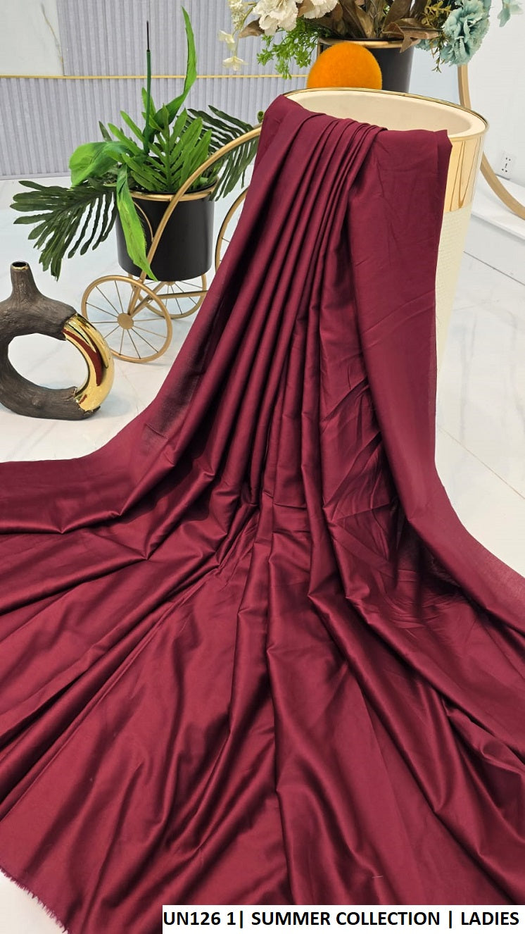 Lawn 2-piece summer collection dark maroon - Pakistani women's lightweight casual lawn suit front view
