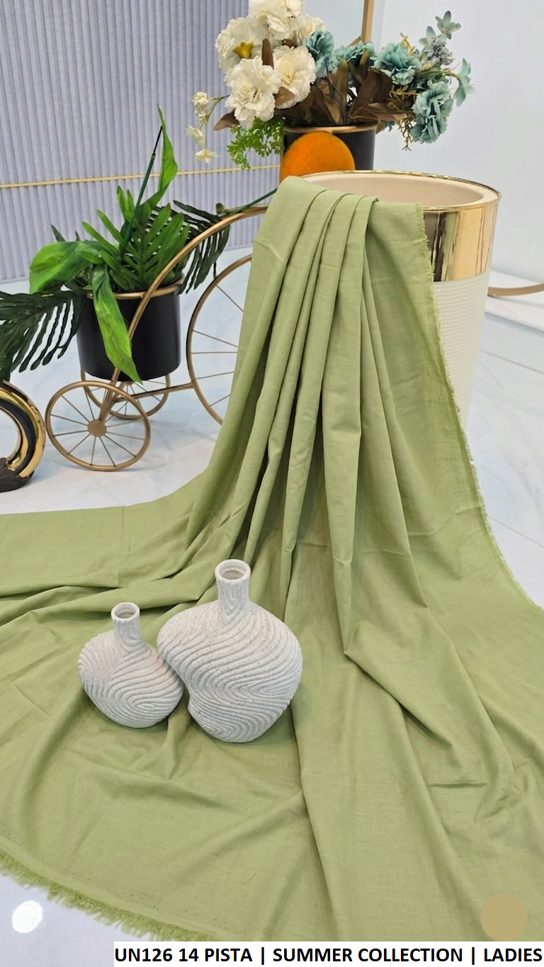 Cotton 2-piece summer collection pista green - Pakistani women's casual lightweight cotton suit front view
