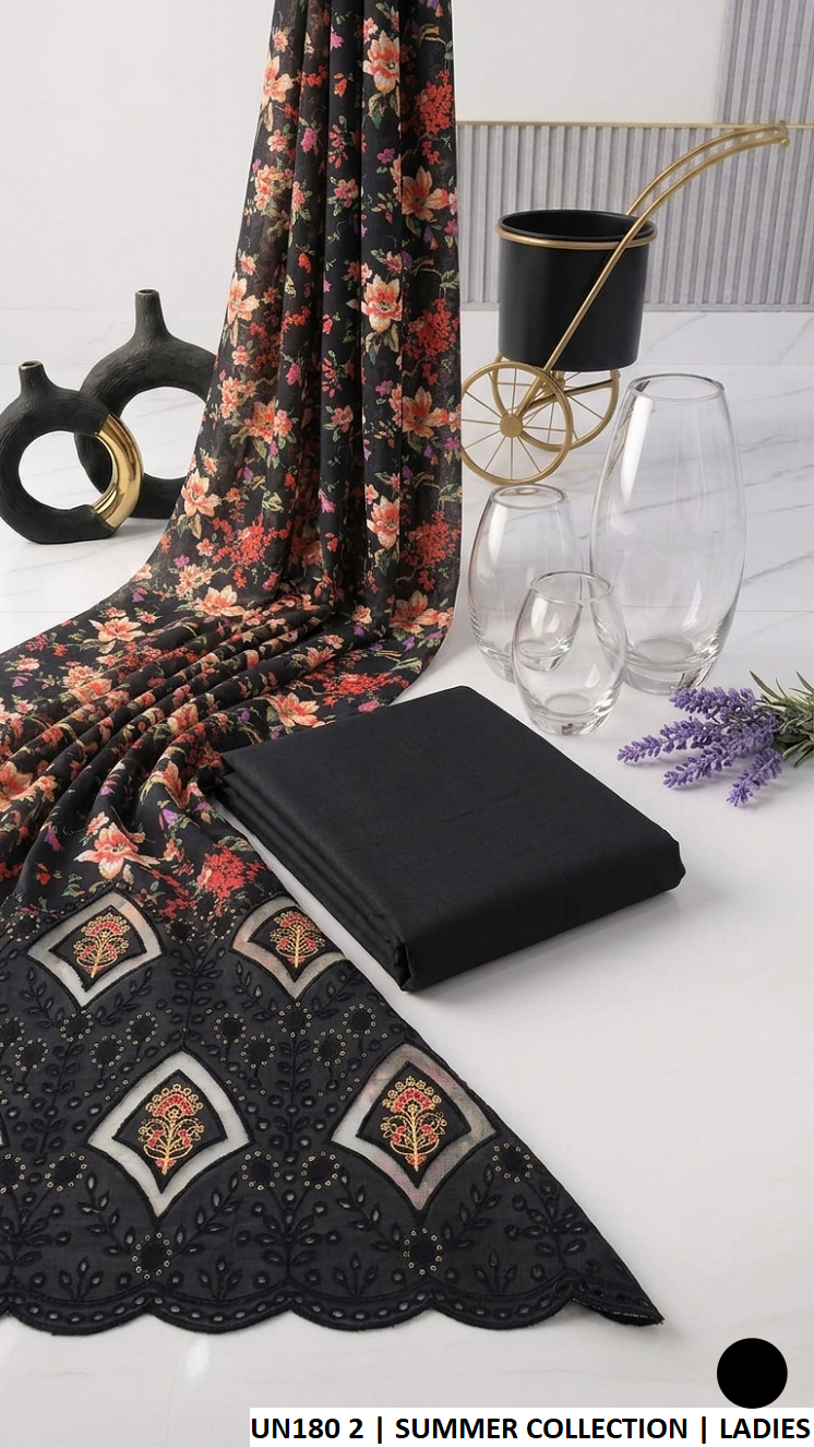Lawn 2-piece summer collection - Pakistani women's casual lightweight printed lawn suit front view