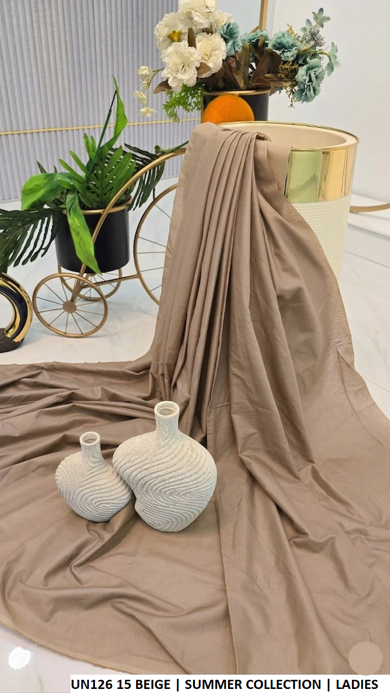 Cotton 2-piece summer collection beige - Pakistani women's lightweight casual cotton suit front view