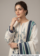 Off white green cotton Pakistani women's straight shirt side view