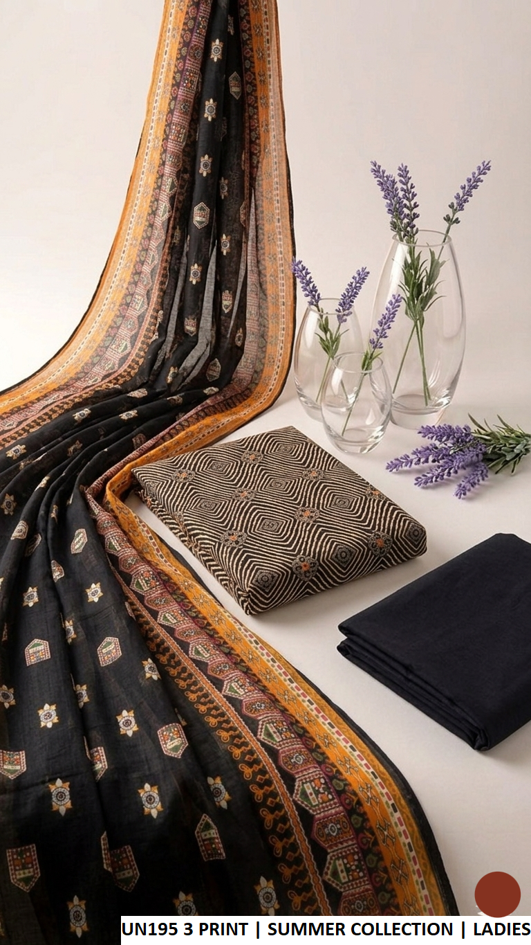 Lawn 3-piece summer collection - Pakistani women's breathable casual printed outfit front view