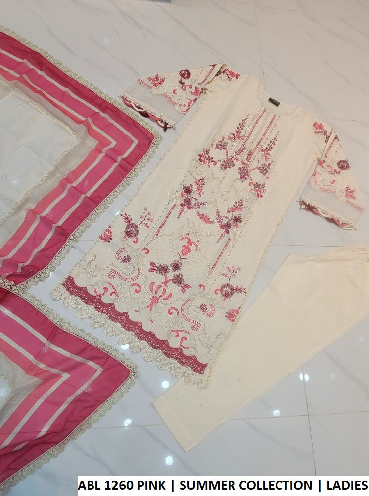Off white pink cotton Pakistani women's casual straight shirt back view