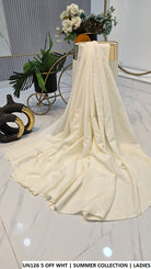 Cotton 2-piece summer collection off white - Pakistani women's casual lightweight cotton suit front view