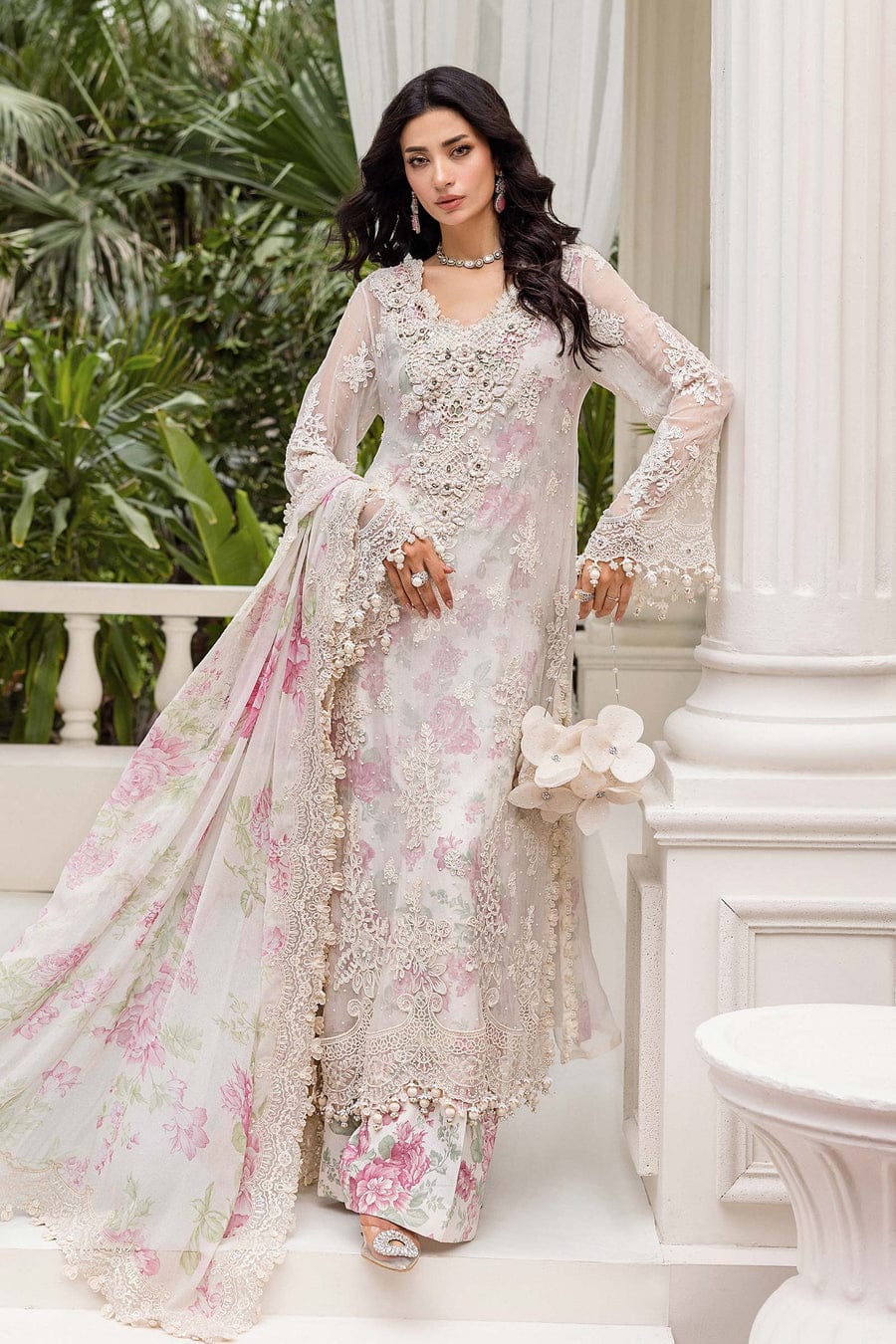 ABL 4355 PINK WHT Chiffon 3-Piece Suit with Shirt & Dupatta Amir Boutique ABL 4355 PINK WHT Chiffon 3-Piece Suit with Shirt & Dupatta Amir Boutique
