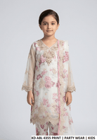 KD ABL 4355 PRINT | Elegant kids party wear dress with floral design and intricate details.
