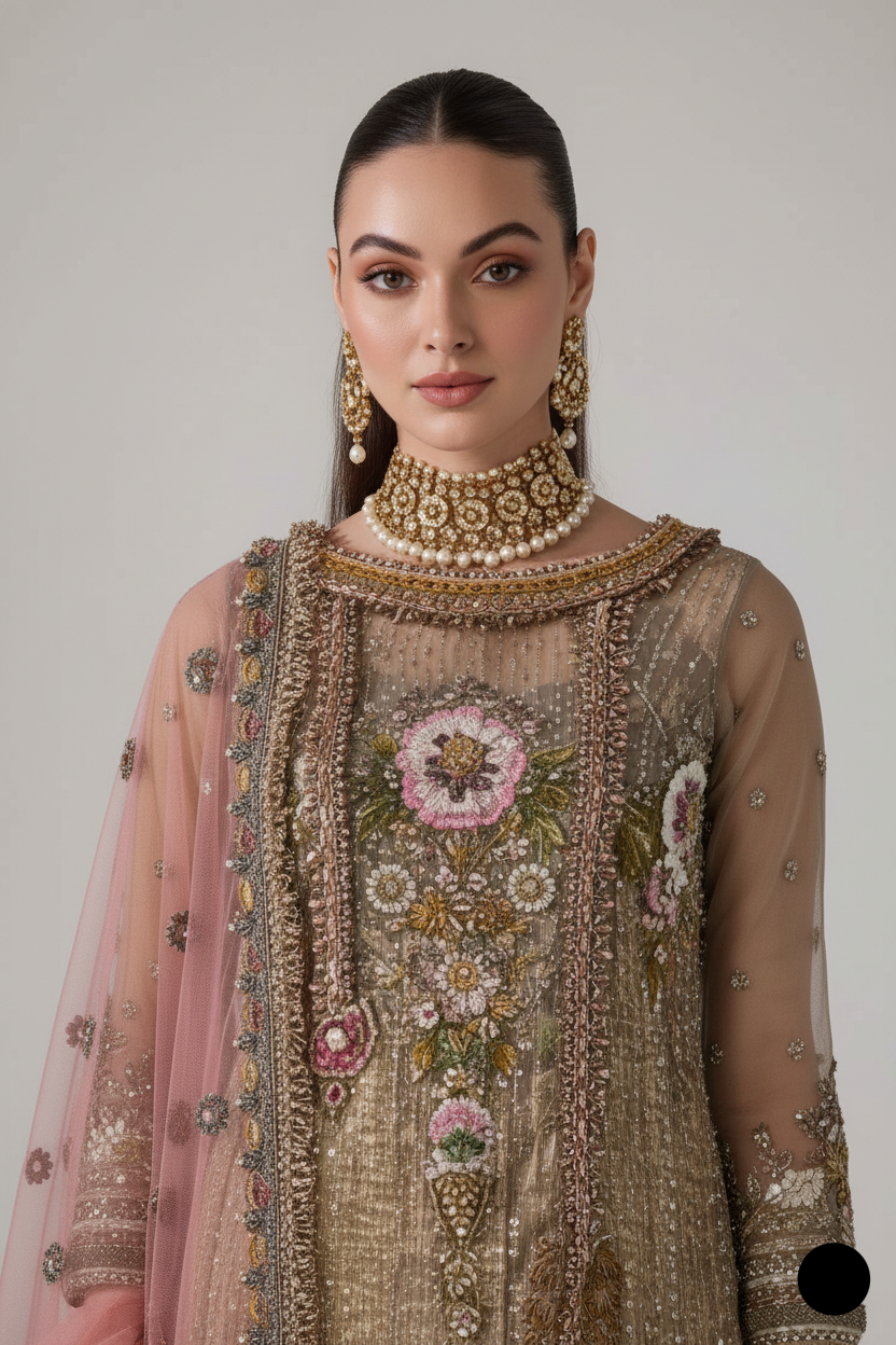 Khuda Baksh Collection Pakistan – Hand-Embroidered Luxury Designer Dress by Amir Boutique