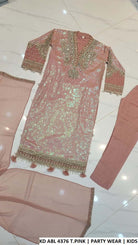 KD ABL 4376 T.PINK luxury party wear dress for women by Amir Boutique Pakistan, featuring a sequined chiffon shirt and trouser.
