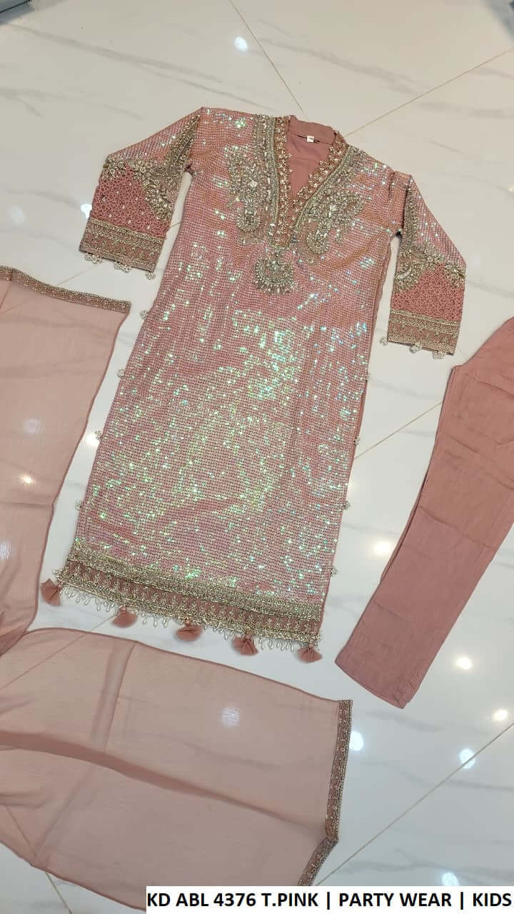 KD ABL 4376 T.PINK luxury party wear dress for women by Amir Boutique Pakistan, featuring a sequined chiffon shirt and trouser.