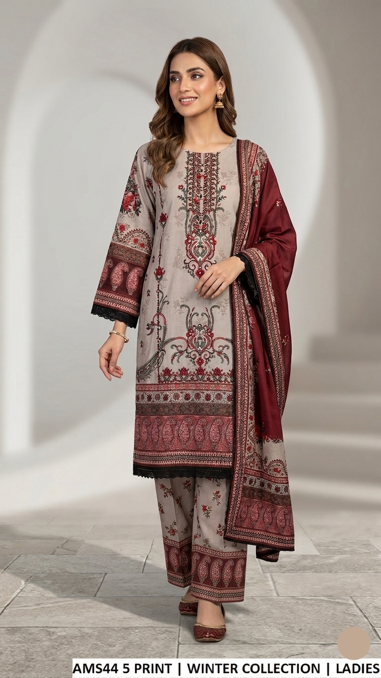 Viscose straight shirt - Pakistani women's casual semi-formal outfit with viscose trouser and dupatta front view