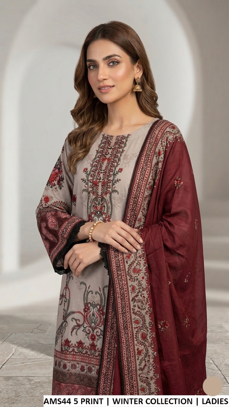 Pakistani women's viscose straight shirt casual outfit side view